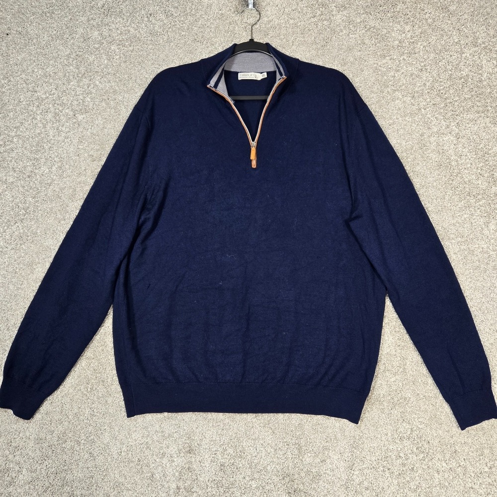 Collars and Co Merino Wool Australian 1/4 Quarter Zip sweater Mens 2XL